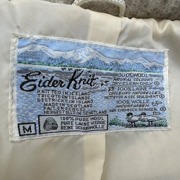 Vintage Womens Medium Wool Coat Jacket Cream Eider Knit Iceland Made In Scotland - Picture 4 of 8